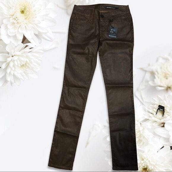Size 27 Black Orchid Brown Coated Denim Skinnies - Picture 3 of 6